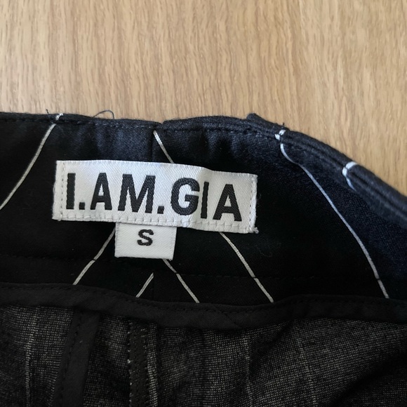 I.AM.GIA. | Black Pinstripe High Waist, Wide Leg Cropped Trouser Pants••Academia - Picture 11 of 16